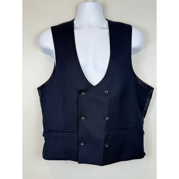 Bocaccio Uomo Navy Stretch 3-Piece Suit Blazer Vest Pants 44R New With Tags - Picture 6 of 12